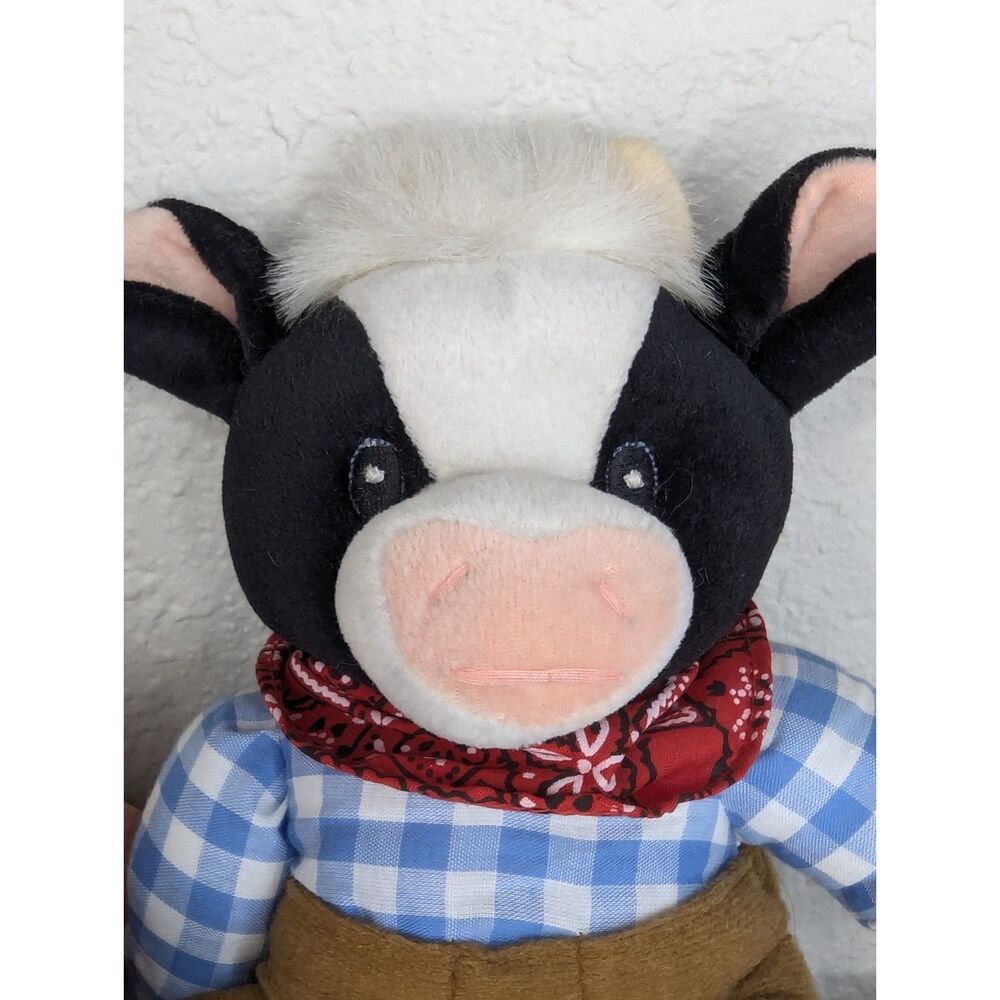 Vtg Enesco Mary's Moo Moos Plush Cow Stuffed Animal Western Rodeo Collectible - Picture 2 of 8